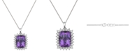 EFFY Collection EFFY&reg; Amethyst (9-7/8 ct. t.w.) & Diamond (1/5 ct. t.w.) 18" Pendant Necklace in 14k White Gold